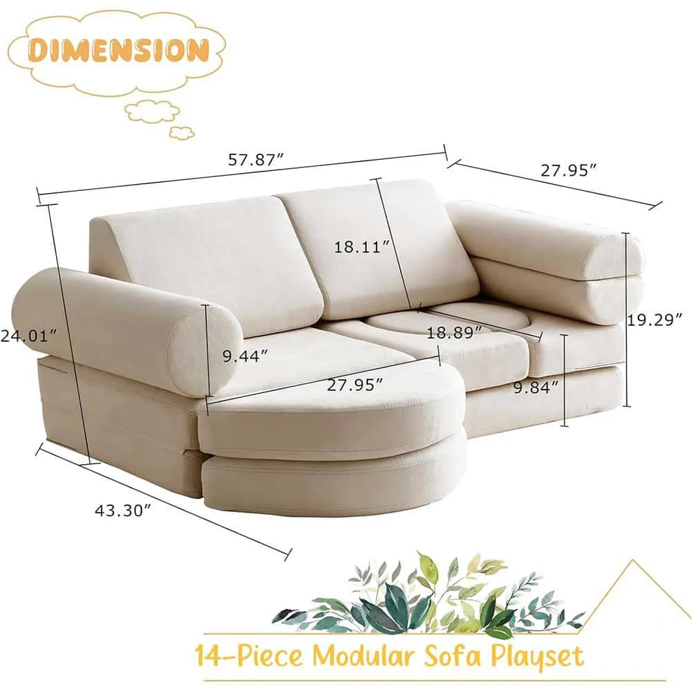 Taoform 14 Piece Modular Kids Foam Play Sofa (5)